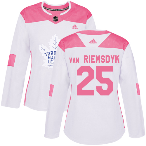 Adidas Maple Leafs #25 James Van Riemsdyk White/Pink Authentic Fashion Women's Stitched NHL Jersey